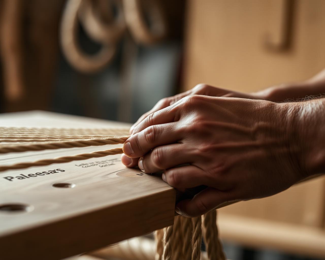 Artesão tecendo corda